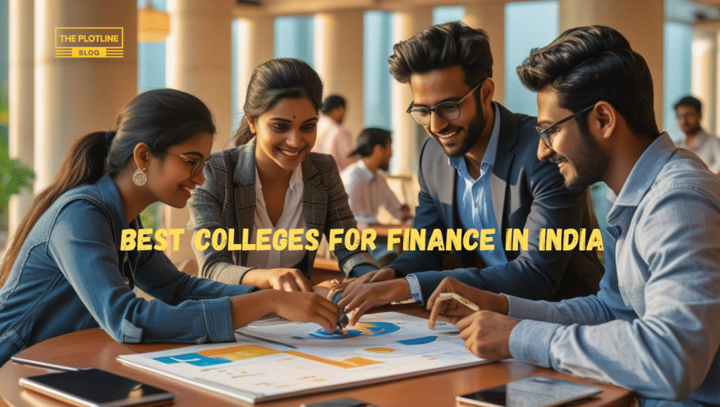 "Top-ranked finance colleges in India with modern campus infrastructure" "Best colleges for finance in India offering MBA and BBA programs" "Students studying finance at leading business schools in India" "Campus view of top Indian finance institutes with academic excellence"