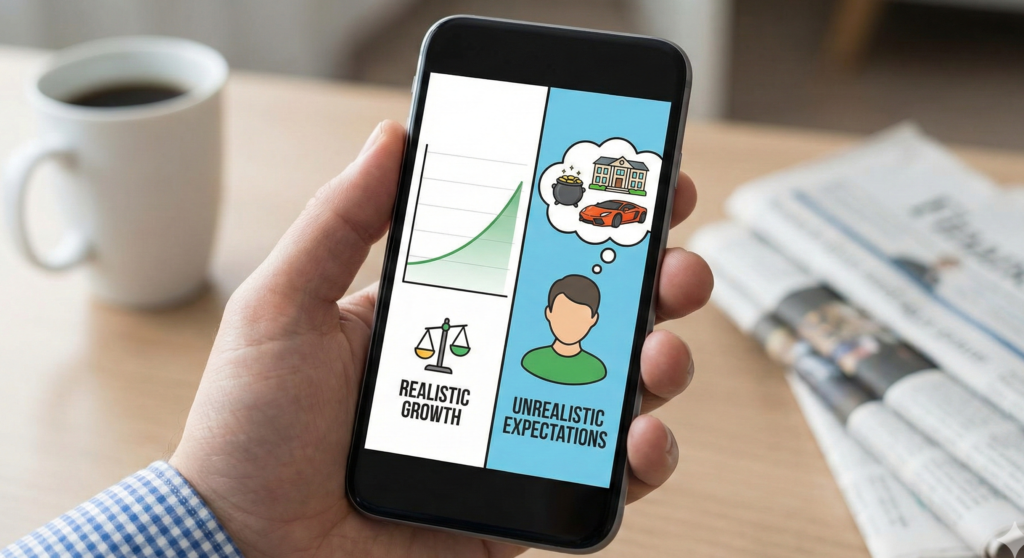 Graph showing mutual funds performance over time with ups and downs